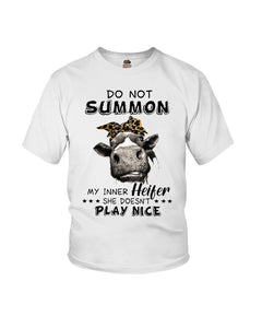 My Inner Heifer Doesn't Play Nice Funny Quote T-Shirt Youth Tee