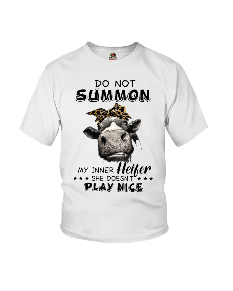 My Inner Heifer Doesn't Play Nice Funny Quote T-Shirt Youth Tee