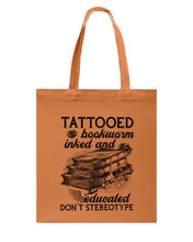 Load image into Gallery viewer, Tattooed Bookwarm Inked And Educated T-Shirt Basketweave Tote Bag