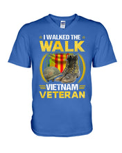 Load image into Gallery viewer, Walked The Walk Vietnam Veteran T-Shirt Guys V-Neck
