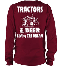 Load image into Gallery viewer, Tractors And Beer Living The Dream Gift For Daddy Father Farmers Unisex Long Sleeve