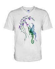 Load image into Gallery viewer, Dragon With Butterfly Wings Dragon Flowers Guys V-Neck