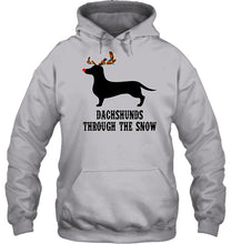Load image into Gallery viewer, Dachshund Reindeer Through The Snow Christmas Gift Shirt Hoodie