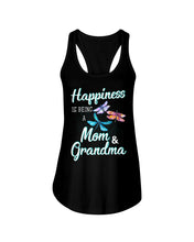 Load image into Gallery viewer, Happiness Is Being A Mom &amp; Grandma Black T-Shirt Ladies Flowy Tank