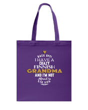 Load image into Gallery viewer, Finnish Crazy Grandma Gift For Grandma Family Basketweave Tote Bag