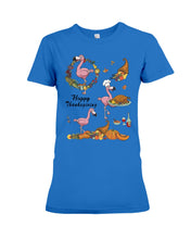 Load image into Gallery viewer, Flamingo Happy Thanksgiving Ladies Tee