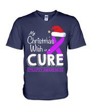 Load image into Gallery viewer, Epilepsy Awareness - My Christmas Wish Is A Cure Guys V-Neck