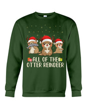 Load image into Gallery viewer, Merry Ottermas All Of The Otter Reindeer Black T-Shirt Sweatshirt