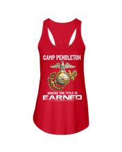 Load image into Gallery viewer, Camp Pendleton Earned Black T-Shirt Ladies Flowy Tank