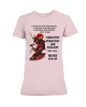 Load image into Gallery viewer, Samurai Consistent Persistent Resilient Quote T-Shirt Ladies Tee