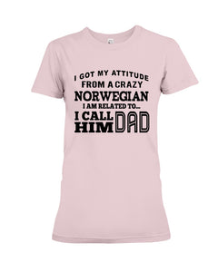 Attitude From Crazy Norwegian Dad Norway Love T-Shirt For Dad Ladies Tee