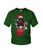 Load image into Gallery viewer, Dachshund In A Sock Christmas Cute Gift For Dachshunds Lovers Youth Tee