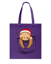 Load image into Gallery viewer, Pocket Slothmas Christmas Gift Funny T-Shirt Basketweave Tote Bag