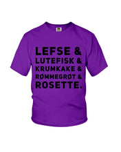 Load image into Gallery viewer, Lefse Lutefisk Krumkake Quote T-Shirt Gift Youth Tee