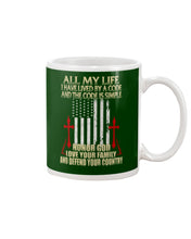 Load image into Gallery viewer, Lived By A Code Back Side T-Shirt Mug