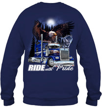 Load image into Gallery viewer, Ride With Pride Wolf Truck Black T-Shirt Sweatshirt