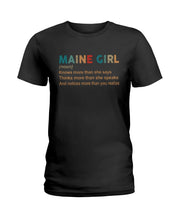 Load image into Gallery viewer, Maine Girl Knows More Than She Says Funny T-Shirt Ladies Tee