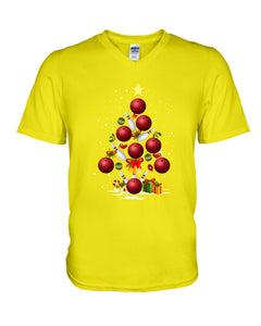 Bowling   Bowling Christmas Tree Christmas T-Shirt Guys V-Neck