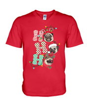 Load image into Gallery viewer, Pug Lover Christmas Hohoho Funny T-Shirt Guys V-Neck