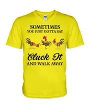 Load image into Gallery viewer, Cluck It Chicken Funny Quote T-Shirt Guys V-Neck