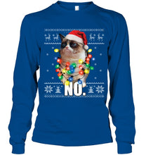 Load image into Gallery viewer, Grumpy Cat Ugly Sweater Christmas Lights Shirt Unisex Long Sleeve
