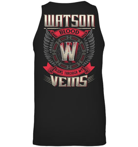 Watson Blood Runs Through Veins Black Quote Name T-Shirt Unisex Tank Top