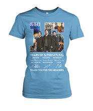 Load image into Gallery viewer, Supernatural 15 Years Anniversary Gift For Fan Black T-Shirt Ladies Tee