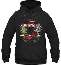 Load image into Gallery viewer, Winter Cat Riding Bicycle Christmas Gift T-Shirt Hoodie