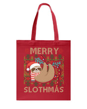 Load image into Gallery viewer, Merry Slothmas Christmas Gift For Kids Family Gift T-Shirt Basketweave Tote Bag