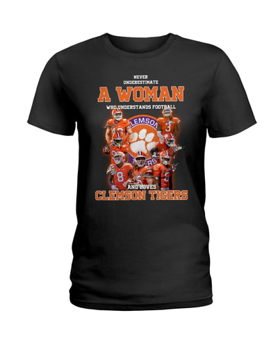 A Woman Loves Clemson Tigers Gift For Fans T-Shirt Ladies Tee