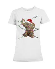 Load image into Gallery viewer, Elephant Color Light Christmas Gift Tee Ladies Tee