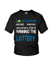 Load image into Gallery viewer, Down Syndrome Lottery Black T-Shirt Gift Youth Tee