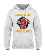 Load image into Gallery viewer, Earned By Few Envied By Many Black T-Shirt Hoodie