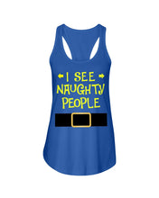 Load image into Gallery viewer, Santa Claus I See Naughty People Christmas T-Shirt Ladies Flowy Tank