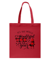 Load image into Gallery viewer, Funny Moose Wonderful Time Christmas Gift For Family Basketweave Tote Bag