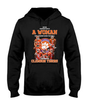 Load image into Gallery viewer, A Woman Loves Clemson Tigers Gift For Fans T-Shirt Hoodie