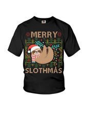 Load image into Gallery viewer, Merry Slothmas Christmas Gift For Kids Family Gift T-Shirt Youth Tee