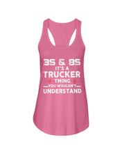 Load image into Gallery viewer, 3S And 8S Trucker Lovers Black T-Shirt Ladies Flowy Tank