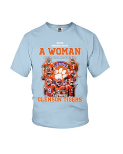 A Woman Loves Clemson Tigers Gift For Fans T-Shirt Youth Tee