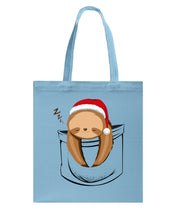 Load image into Gallery viewer, Pocket Slothmas Christmas Gift Funny T-Shirt Basketweave Tote Bag