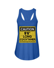 Load image into Gallery viewer, Caution 9&#39;6&#39;&#39; Long Cocktainer Black T-Shirt Ladies Flowy Tank