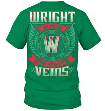 Load image into Gallery viewer, Wright Blood Runs Through Veins Black Quote Name T-Shirt Guys Tee
