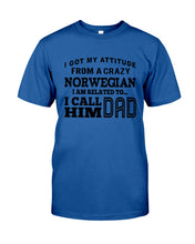 Load image into Gallery viewer, Attitude From Crazy Norwegian Dad Norway Love T-Shirt For Dad Guys Tee