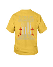 Load image into Gallery viewer, Lived By A Code Back Side T-Shirt Youth Tee