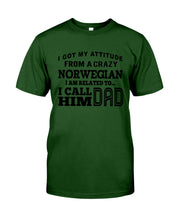 Load image into Gallery viewer, Attitude From Crazy Norwegian Dad Norway Love T-Shirt For Dad Guys Tee