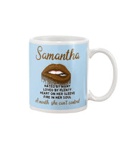 Load image into Gallery viewer, Samantha A Mouth She Can't Control Lipsquote Name T-Shirt Mug