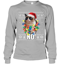 Load image into Gallery viewer, Grumpy Cat Ugly Sweater Christmas Lights Shirt Unisex Long Sleeve