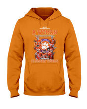 Load image into Gallery viewer, A Woman Loves Clemson Tigers Gift For Fans T-Shirt Hoodie