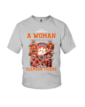Load image into Gallery viewer, A Woman Loves Clemson Tigers Gift For Fans T-Shirt Youth Tee