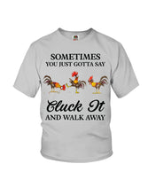 Load image into Gallery viewer, Cluck It Chicken Funny Quote T-Shirt Youth Tee